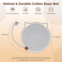Cat Scratcher Mat Natural Cotton Rope Cat Scratch Pad Round Horizontal Floor Cat Scratching Pads For Indoor Cats  Cat Furniture Protector For Wall Couch Carpets  Sofas