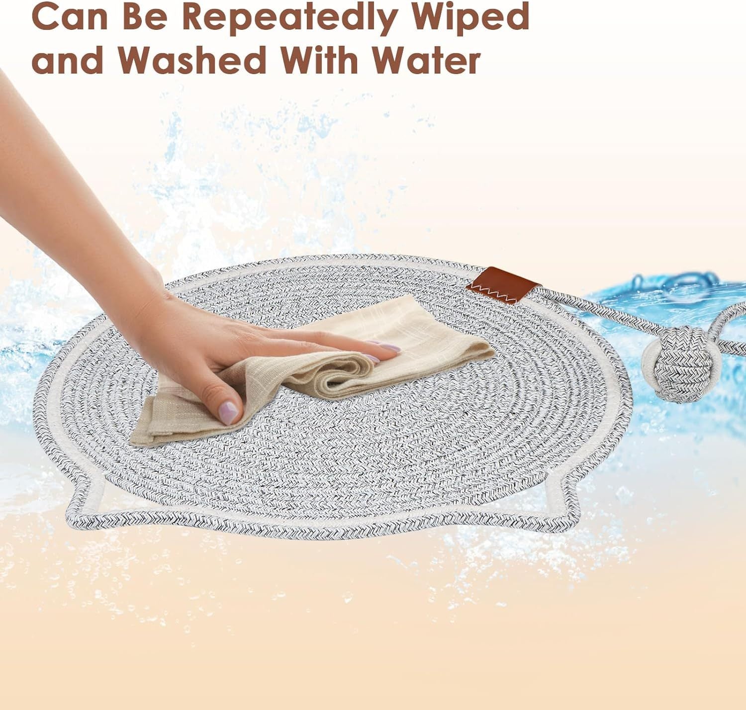 Cat Scratcher Mat Natural Cotton Rope Cat Scratch Pad Round Horizontal Floor Cat Scratching Pads For Indoor Cats  Cat Furniture Protector For Wall Couch Carpets  Sofas