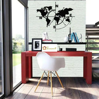 World Map Compass Wall Artwork Sign