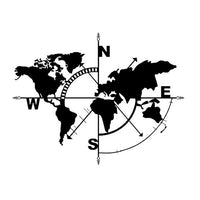 World Map Compass Wall Artwork Sign