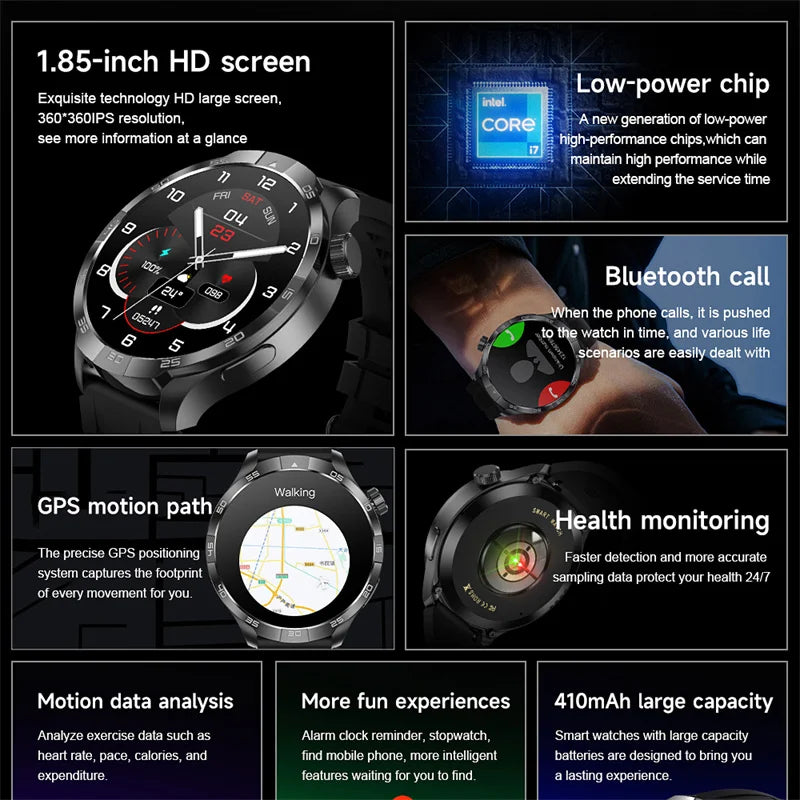 2024 For Xiaomi Men Smartwatch 1.85-inch HD screen Women 500+Customized Dial GPS NFC Bluetooth Call Outdoor Military Smart watch SECONDSELEGANT