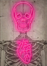 Abstract Neon Heart Skeleton Artwork Decorative Painting